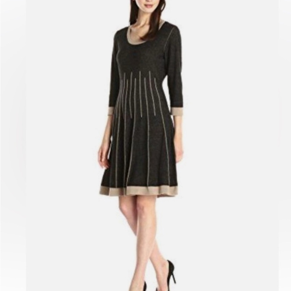 Nine West Charcoal Long Sleeve Dress